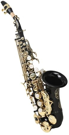 Saxophone für Musikliebhaber Sopransaxophon kleine Biegung B Flach Messingkorpus schwarz