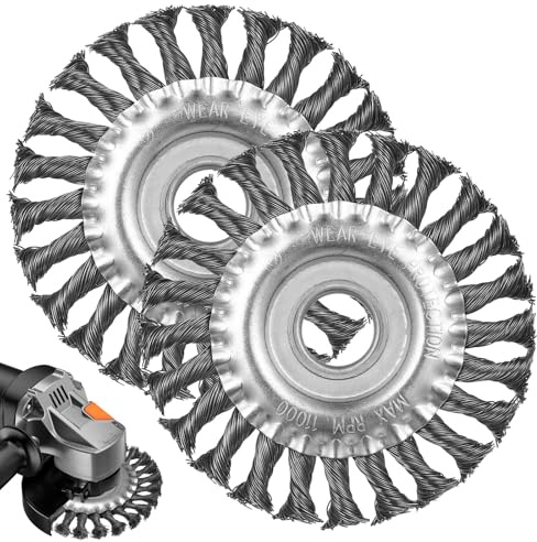 2 Stück Drahtbürste Winkelschleifer 125mm x 22mm, Drahtbürste Rundbürsten Set, Stahlbürste für Bohrmaschine Zopfrundbürste, Scheibenbürste mit gezopften für Polieraufsatz Winkelschleifer Bürste