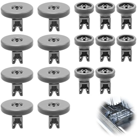 16Pcs Dishwasher Wheels for Upper and Lower Basket 40mm Universal Replacement for Most Standard Dishwasher Lower Basket Wheel Spare Parts Compatible with AEG El-ectrolux Zanussi Privileg Juno