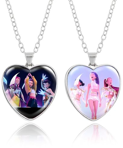 yumcute 2 pcs Anime Herz Anhänger Halskette, Schwarz weiß Freundschaftskette für Fans, Frauen, Mädchen, Trendiger Modeschmuck Für Alltag Geburtstag Mottopartys