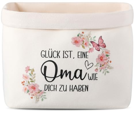 Xuniea Geschenke für Oma Geburtstag Geschenkkorb Leer Brotkorb aus Stoff | Glück ist, eine Oma wie dich zu haben, Best Oma Geschenk, Brötchenkorb Brottasche, Präsentkorb Leer, Großmutter Geschenk