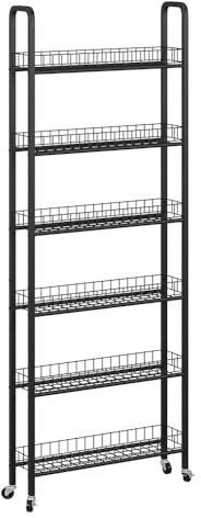 Vicco Piedistallo mobile Rolivo, Nero, 58 x 15 cm con 6 scomparti, posizionabile in modo flessibile su ruote per spazi stretti