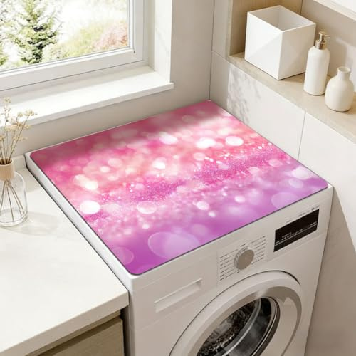 SUPERDANT Tapis Lave Linge à Paillettes Roses Napperon Multifonction Imperméable à Poussière Universel pour Lave-linge à Chargement par le Dessus Décoratif de Comptoir 60x50cm