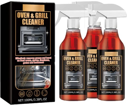 Pulizia di Forno e Grill,Detergente per Forno,Pulitore e Sgrassatore Extra Forte Per Forno,Cappe,Barbecue a Gas,Acciaio Inox, Cucina 100ML 3PC