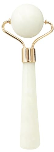 VINTORKY Rouleau de Massage Visage Couleur Aléatoire Outil Léger en Pierre de Jade Naturelle Blanc pour Soins Peau et Anti-âge pour Massage Facial Quotidien