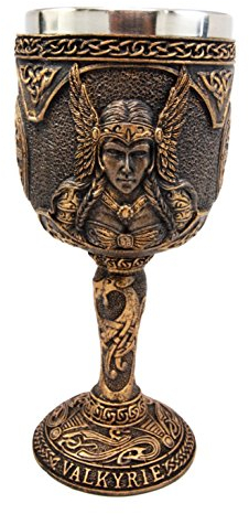 Atlantic Collectibles Norse Mythology Viking Spirit Goddess Valkyrie 7oz Resin Wine Goblet Chalice With Stainless Steel Liner