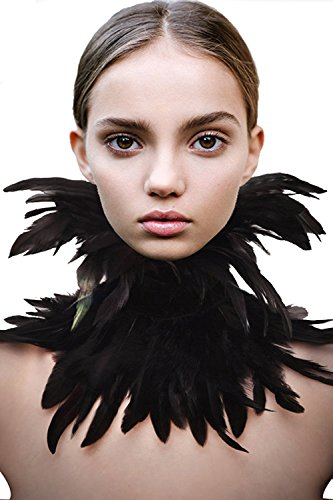 keland Gothic Viktorianischen Natürlichen Feder Halsreif Halskette Kragen Hals Verpackungs Halloween Schal Top(Schwarz)