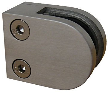PMC Edelstahl Inox V2A für Vierkantrohr Flach Rohr 33,7/42,4/48,3 mm Glashalter Glasklemme Glass Clamp MOD:0 (Edelstahl/Flach/VSG 8,76 mm)