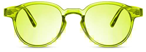 Cheapass Sonnenbrille Rund Gelb Fluor Neonrahmen mit gelben Linsen für Männer und Frauen