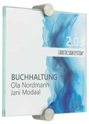 Logistic Sign System Türschild Glas,Vitrum K2, Klemmhalter (130/130 mm)