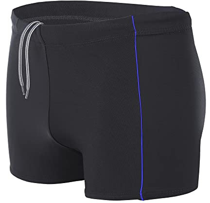 Aquarti Bañador para Hombre Tipo Boxer, Negro/Azul, XL