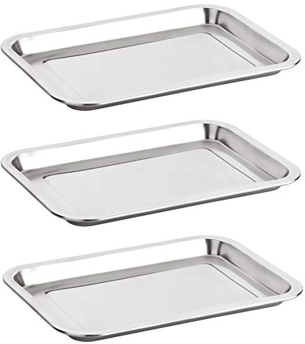 Alpha-Stahl Bandeja de servir de acero inoxidable 32 x 22 cm, bandeja pulida, para gastronomía y hogar, también como plato de comida (2 o 3 unidades) (3 unidades)