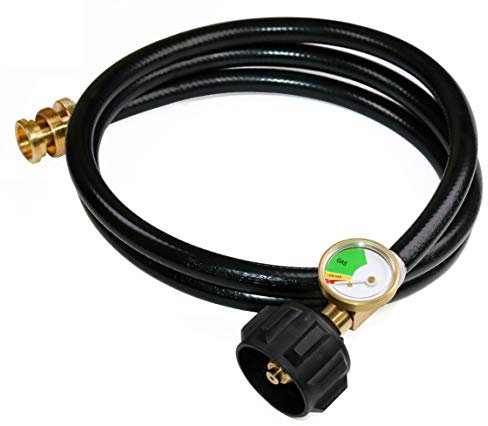 DOZYANT Adaptateur de Tuyau de Propane de 1,5 m avec jauge de réservoir de Propane pour Barbecue au Propane Weber Q1200, 1000, Tuyau convertisseur de Propane de 0,5 kg à 9,1 kg pour cuisinière à