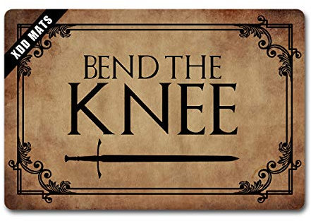 XDD Lustiger Teppich für Eingangsbereich, Vordertürmatten mit Knie-Motiv von Game of Thrones, rutschfeste Oberseite aus Vliesstoff mit rutschfester Gummirückseite (60 x 40 cm)