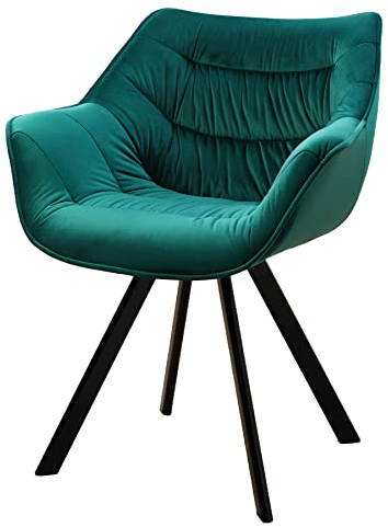 Invicta Interior Design Stuhl The Dutch Comfort smaragdgrün Samt Retro Stil mit Armlehnen