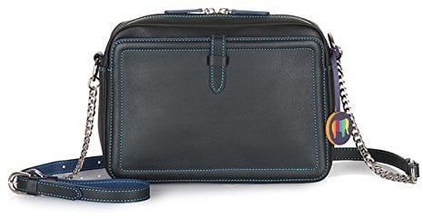 mywalit Unisex Chain Detail Top Zip Shoulder Bag, Schwarz (Black Pace)