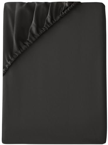 Anti-Allergy Anti-Bacterial Brushed Microfibre Polyester Fitted Bed Sheet - 28cm Depth, Easy Care, Fade Resistant (Black, Double)