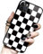 Vanqiang Checkerboard iPhone Case Compatible with iPhone 14/13/12/11 Pro Max Plus Mini Grid Lattice Plaid Tartan Damier Chessboard Checker Flag Cover (iPhone 12 Pro Max, Black White)
