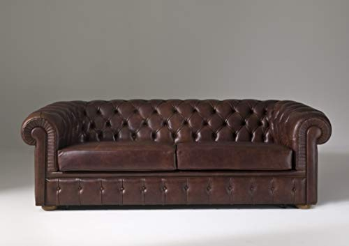 jvmoebel Chesterfield Sofa Polster Couch 3 Sitzer Schlafsofa + Bettfunktion Leder Sofas