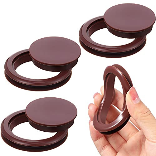Maitys 4-teiliges Silikon-Regenschirm-Loch-Ring-Stecker und Kappen-Set für Glas, Outdoor, Terrasse, Tisch, Deck, Hof, 5,1 cm (braun)