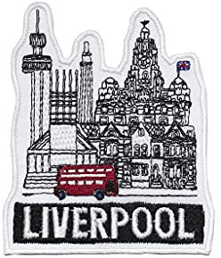 British UK Union Jack Sew On Iron On Fabric Patch Embroidered Badge (Liverpool Cityscape)