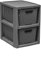 BranQ - Home essential 100% recycelt Kunststoff PP, Ökologisch, Regal in Rattan Design, Anthrazit, 2 Körben