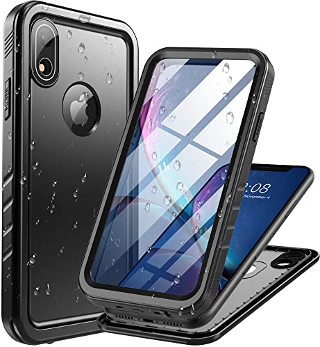 Cozycase Cover Per iPhone XR Impermeabile Antiurto - 360 Gradi Militare Rigida Armor【2m Anticaduta/Anti Urto】 Custodia Subacquea Waterproof Antipolvere con Protezione/Copri Fotocamera/Schermo -Nero