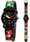 Mädchen und Jungen Analog Quarz Uhr mit Cartoon Design 30M Wasserdichte Silikon/Nylon Armband Japanischen Quarzwerk Lern Armbanduhr für Kinder 3-10 Jahre (Silikon - Dino Schwarz)