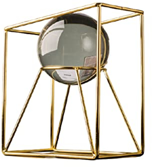 Habiba Serre-Livres Serre-Livres à Cadre géométrique avec décoration de Boule de Cristal de Verre, Serre-Livres en Fer plaqué Or pour Fixer des Livres, Ornements de décoration Organisation