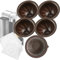 LUKELI Vertuo Lot de 5 capsules réutilisables rechargeables pour NES Presso Vertuo avec 10 feuilles d'aluminium jetables (150 ml)