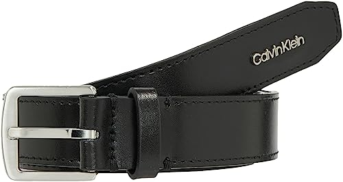 Calvin Klein Damen Gürtel 2,5 cm Ledergürtel, Schwarz (Ck Black), 90