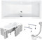 KOLMAN Badewanne QUADRO SLIM Rechteck 175x80 mit Styroporverkleidung (Ablage 4cm), Ablaufgarnitur und Füßen Komplettset 4in1 Premium Original Acryl Wanne Siphon