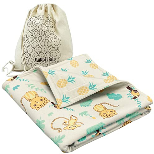 Windelbär Babydecke 100% Bio Baumwolle [GOTS & ÖKOTEX Zertifiziert] 1 STK Kuscheldecke Dschungel 75x100 Baby Erstausstattung Neugeborene Krabbeldecke Sommerdecke Schmusedecke Erstausstattung