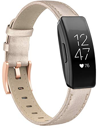 Tuocal Echtes Lederarmband kompatibel mit Fitbit Inspire Armband/Fitbit Inspire HR Armband/Fitbit Inspire 2 Armband Damen Herren, Leder Ersatz Sport Armband Kompatibel mit Fitbit Inspire