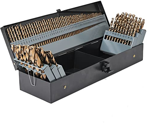 M35 5% Kobalt-Bohrer-Set, 115 Stück (1/16 Zoll-1/2 Zoll, A-Z, 1–60), gerader Schaft-Bohrer, Metall-HSS-Spiralbohrer für Edelstahl, Hartmetall und Gusseisen