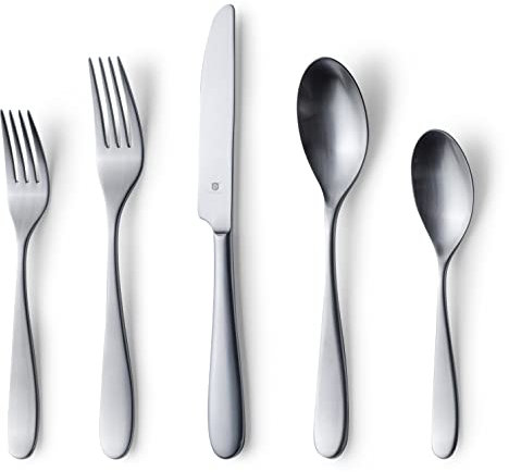 Danialli Mattes Besteck-Set, 18/10 Edelstahl, satiniertes Besteck, modernes gebürstetes Finish, spülmaschinenfest und langlebig, langlebig (60-teilig, Fidenza)