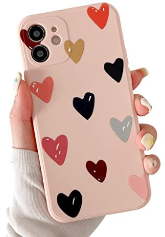 ZUKKASHAN Compatible with iPhone 11, Soft Silicone TPU Shockproof Protective Case Cute Hearts Pattern Girls Women Back Phone Cover for iPhone 11 (Pink)