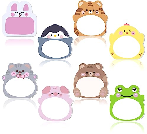 160 Blatt Mini Haftnotizen 70 x 60 mm Tiere Haftnotizzettel, Niedliche Selbstklebende Cartoon Tierische Haftnotizen, Animal Sticky Notes, für Büro Zuhause Schule (8 Stile)