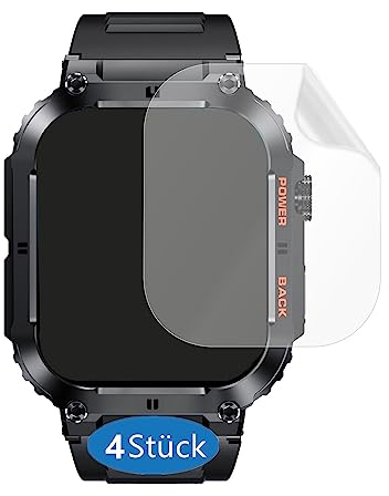 Frgnie 4 Stück Schutzfolie Kompatibel für GaWear Smartwatch K57 Folie, HD Flexible PET Displayschutzfolie Kompatibel für EIGIIS/LIGE/SUNKTA/LaNikar 1,96 Smartwatch Herren