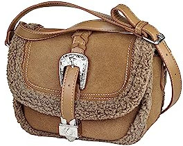 Umhängetasche Cowgirl im Western Style mit Teddy-Fell 23cm x 16cm x 10cm