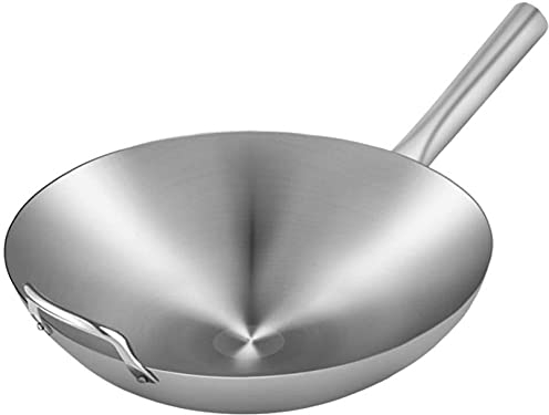 VIXPET Wok de Acero Inoxidable Antiadherente Apto para Todas Las Placas de cocción, incluidos los Tiradores de inducción Stay Cool-38cm