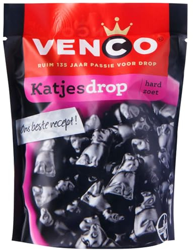 Venco Katjes Hart Süße Lakritz 225g IOriginal Katzen-Lakritz mit intensivem Lakritzgeschmack aus den Niederlanden I Holländische Lakritze I Dropmix aus Holland
