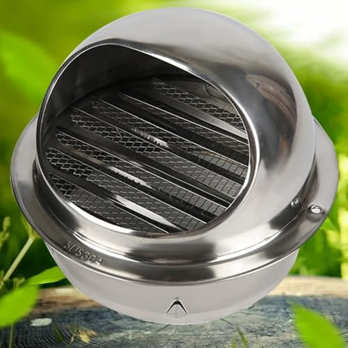 KADEUX Griglia di Aerazione Rotonda in Acciaio Inox 304 Copertura di Ventilazione, Griglia Aerazione 100mm A Parete Tondo, Griglia di Ventilazione A Sfera Antipioggia/Resistente alle Intemperie (Size