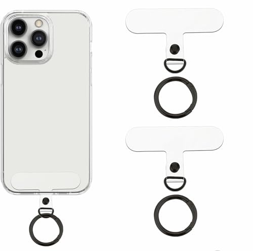 RYMAUP® 2 teiliges Handy Lanyard Patch Pad mit 2 Metall-Federringen,universeller Handy-Tether-Tab,Handy-Gurt-Anschluss,multifunktionales für die meisten Handy-Hüllen,schwarz