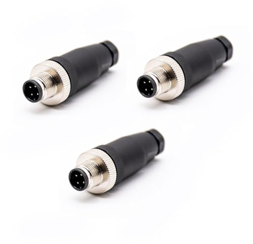 3 STÜCKE M12 Verbindungsstück 4 polig Männlicher A Codierte gerader Schraubverbindung ungeschirmter Männlicher 4 Pin M12 Verbindungsstück Luftfahrt Aktuator Stecker