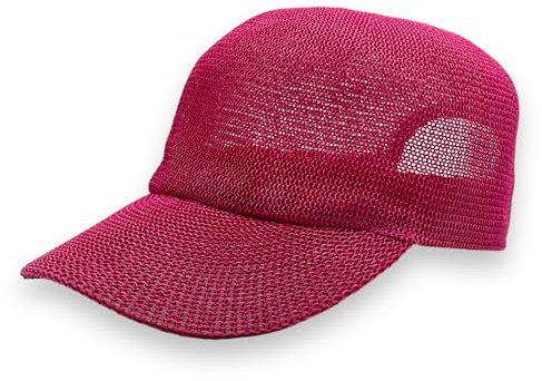 Ziona Basecap Netz Unisex, Papierstroh Baseball Cap Einfarbig, Metallschnalle verstellbare Sommer Cap (Papier, Pink)