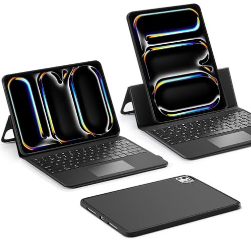 ESR Ascend iPad Pro 13 Inch Case with Keyboard (M4, 2024), Magnetic Detachable Keyboard with Multi-Touch Trackpad, Fully Adjustable Portrait/Landscape Stand, Color Backlit Keys, Pencil Clasp, Black