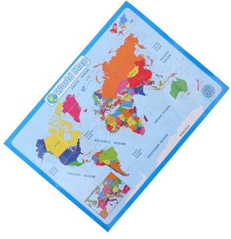 LALAFINA Pädagogische Weltkarte Für Kinder 1 Blatt Klassenzimmer-dekoration Für Kinder Lebendige Weltkarten Für Den Kindergarten Zufälliger Stil