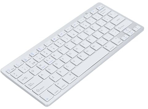 Fabater Teclado Español Inalámbrico, Teclado de Ordenador Español, 78 Teclas, Ergonómico, Plateado, para Viajes con Ordenador Portátil