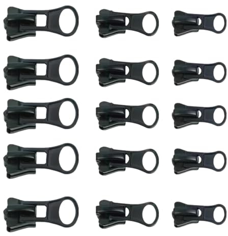 15 Pezzi Cursore per Cerniera Lampo Nero Cursore di Ricambio per Cerniera,Kit Sostituzione Cursori Cerniera per Giacche, Cappotti, Valigie